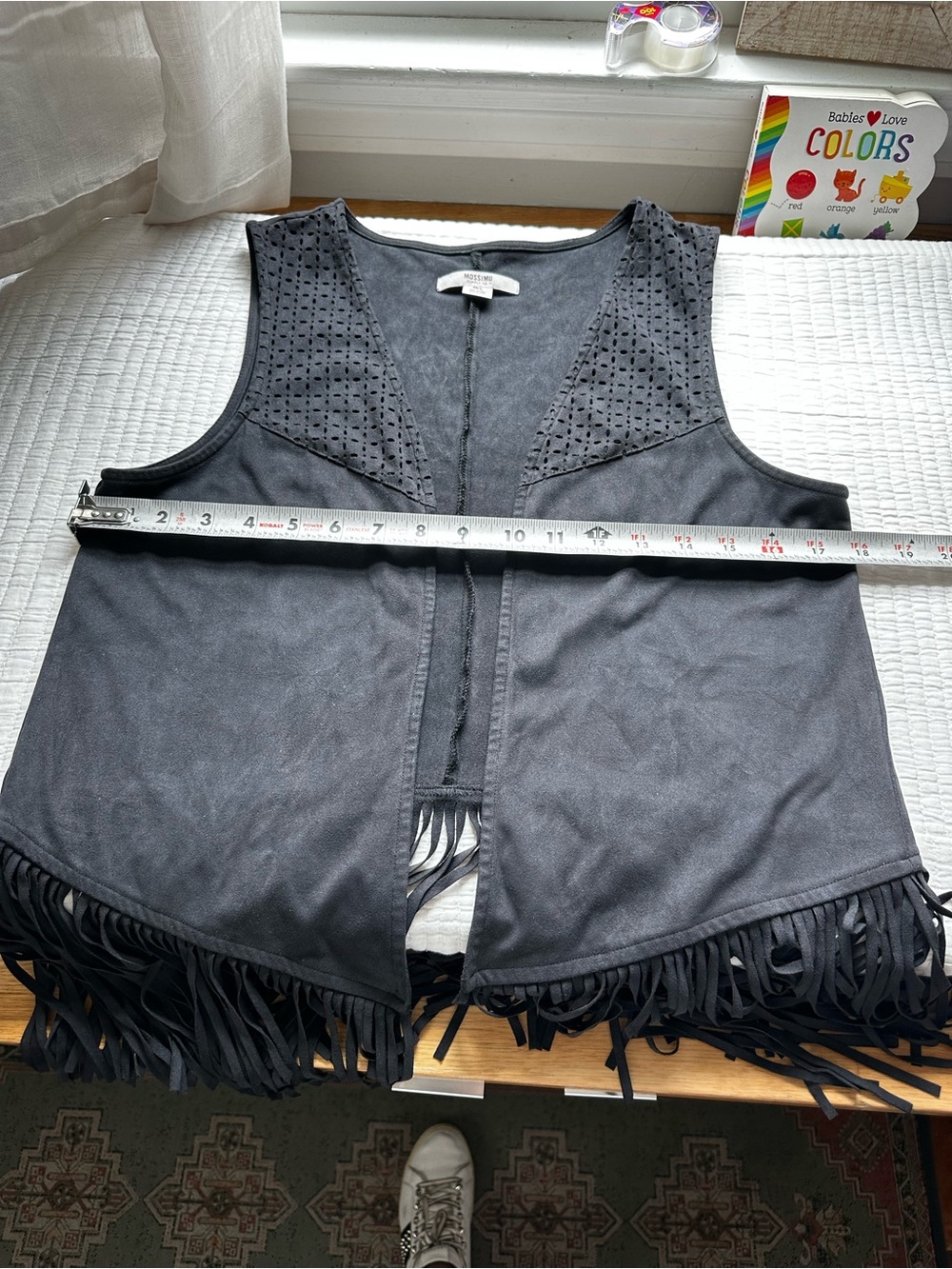 Mossimo Supply Co. Black Faux-Suede Fringe Vest